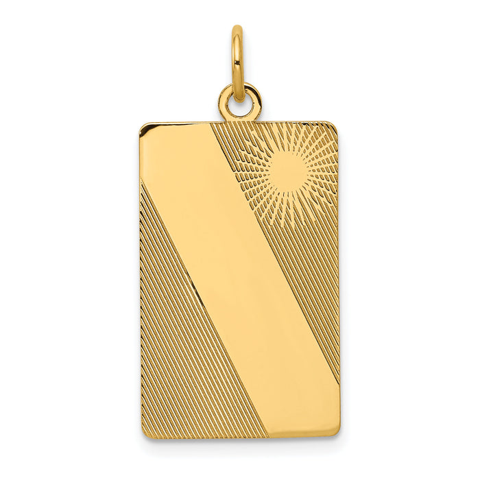14k Patterned .013 Gauge Engravable Dog Tag Disc Charm-XM300/13