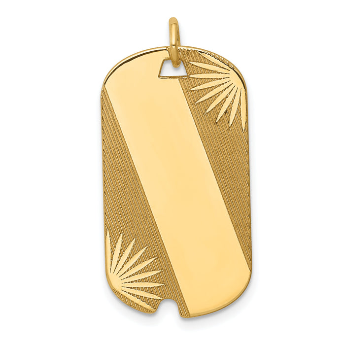 14k Patterned .018 Gauge Engravable Dog Tag Disc Charm-XM301/18