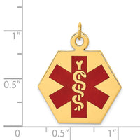 14k Red Enamel Medical Jewelry Pendant-XM31