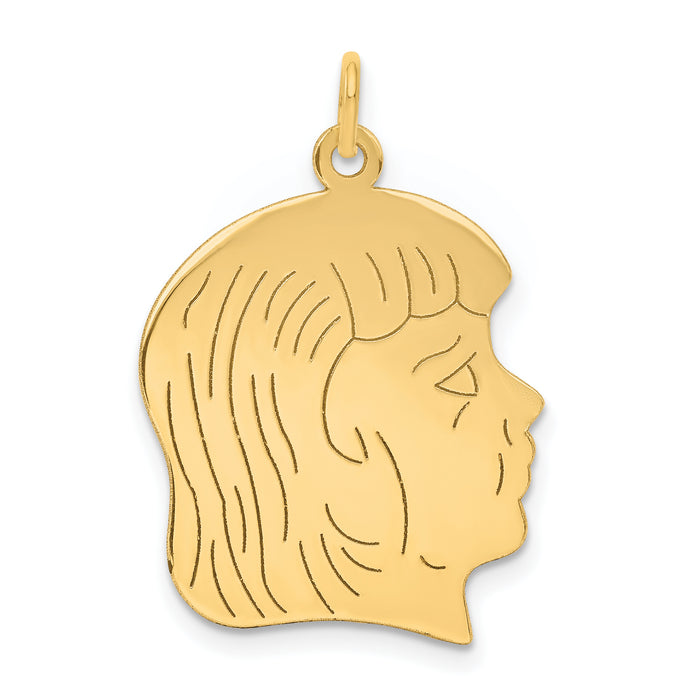 14k .018 Depth Engravable Girl Head Charm-XM331/18