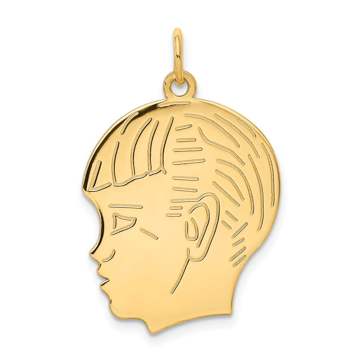 14k .018 Depth Engravable Boy Head Charm-XM332/18