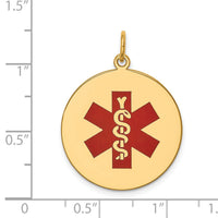 14k Red Enamel Medical Jewelry Pendant-XM409