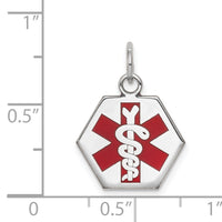 14k White Gold Red Enamel Medical Jewelry Pendant-XM441