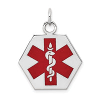 14k White Gold Red Enamel Medical Jewelry Pendant-XM442
