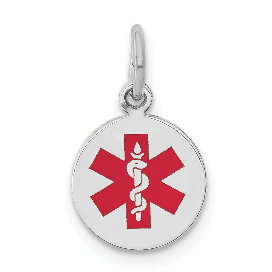 14k White Gold Red Enamel Medical Jewelry Pendant-XM444