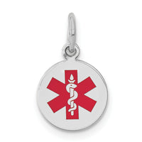 14k White Gold Red Enamel Medical Jewelry Pendant-XM444