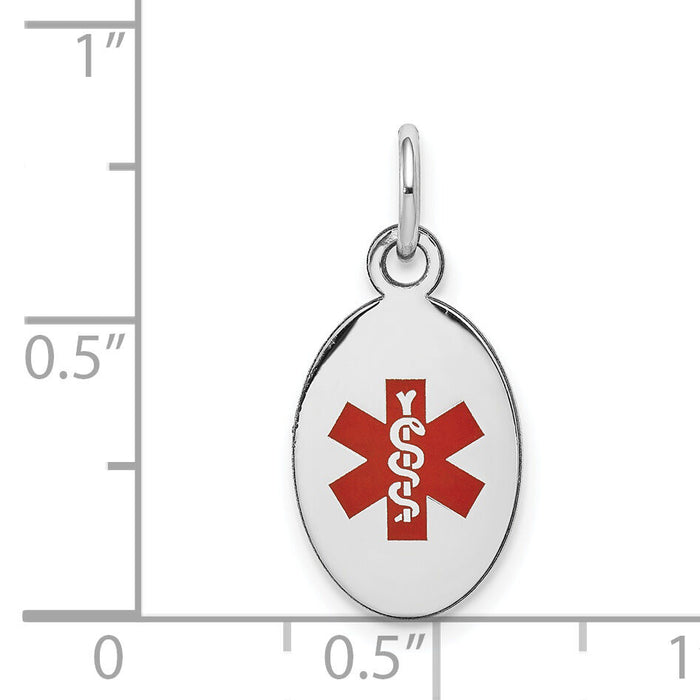 14k White Gold Red Enamel Medical Jewelry Pendant-XM450