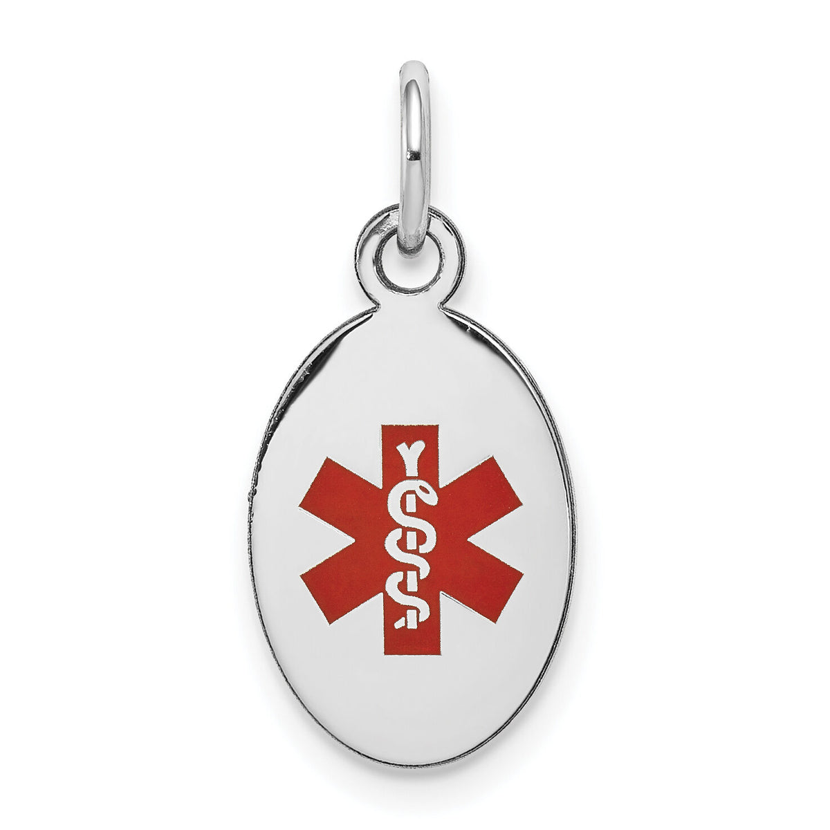 14k White Gold Red Enamel Medical Jewelry Pendant-XM450