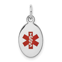 14k White Gold Red Enamel Medical Jewelry Pendant-XM450