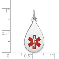 14k White Gold Red Enamel Medical Jewelry Pendant-XM453
