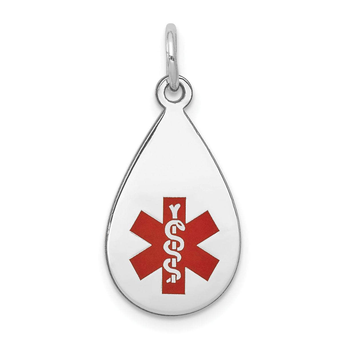 14k White Gold Red Enamel Medical Jewelry Pendant-XM453