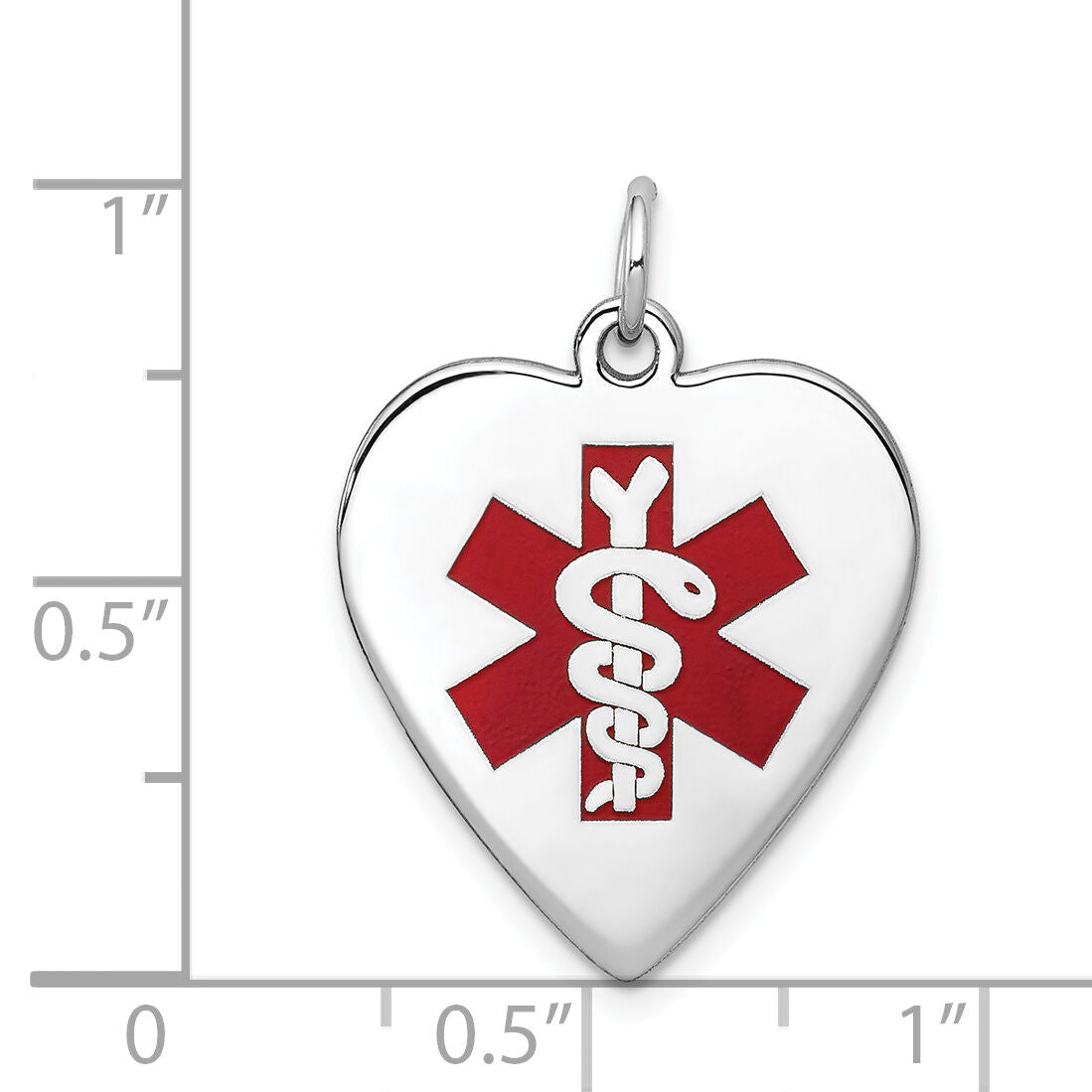 14k White Gold Heart-Shaped Enameled Medical Jewelry Pendant-XM465