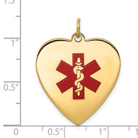 14k Heart-Shaped Enameled Medical Jewelry Pendant-XM468