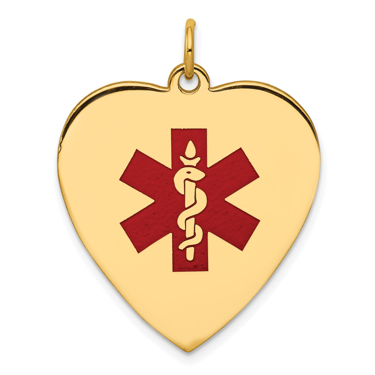 14k Heart-Shaped Enameled Medical Jewelry Pendant-XM468