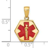 14k Enameled Textured Back Medical Disk Pendant-XM522
