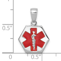 14K White Gold Textured Back Enameled Medical Disk Pendant-XM522W