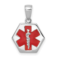 14K White Gold Textured Back Enameled Medical Disk Pendant-XM522W