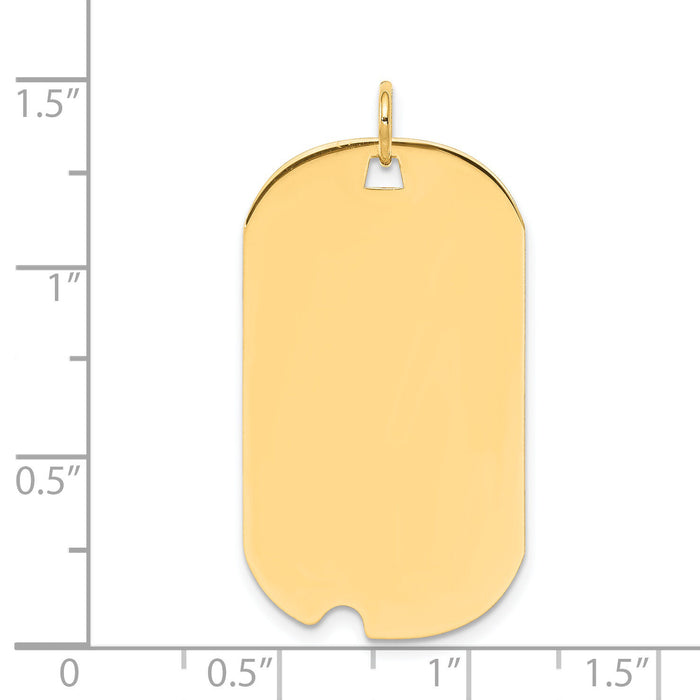 14k Plain .018 Gauge Engravable Dog Tag w/Notch Disc Charm-XM541/18