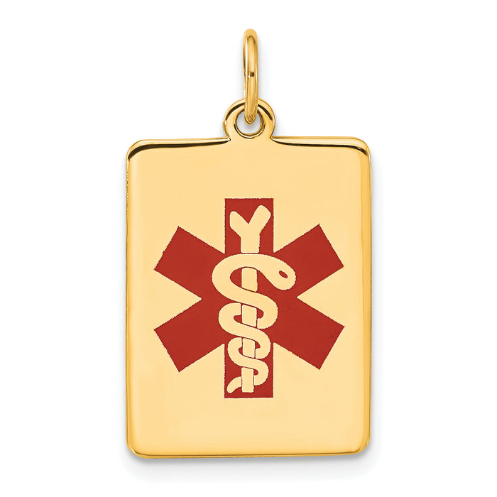 14k Red Enamel Medical Jewelry Pendant-XM55