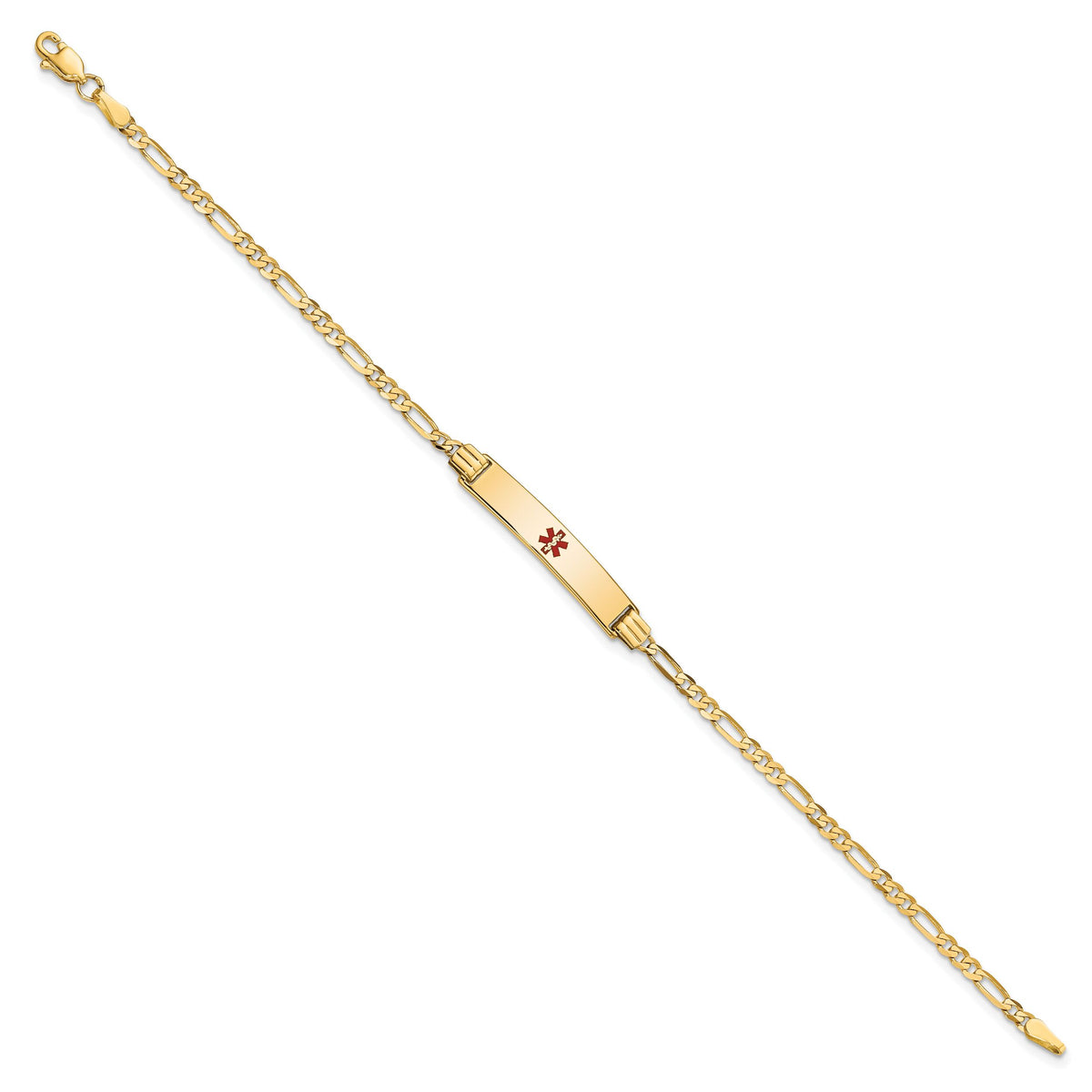 14K Medical Red Enamel Figaro ID Bracelet-XM550CR-7