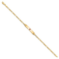 14K Medical Red Enamel Figaro ID Bracelet-XM550CR-8
