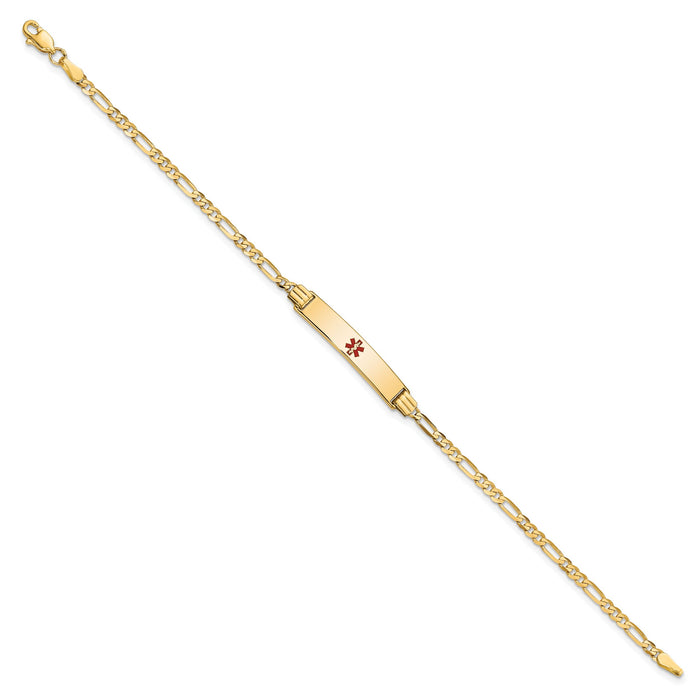 14K Medical Red Enamel Figaro ID Bracelet-XM550CR-8