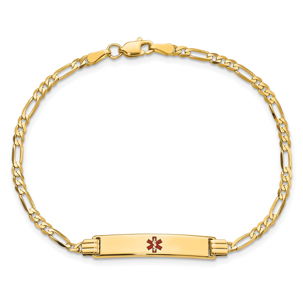 14K Medical Red Enamel Figaro ID Bracelet-XM550CR-8