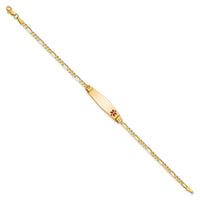 14K Medical Soft Diamond Shape Red Enamel Figaro ID Bracelet-XM550FC-8