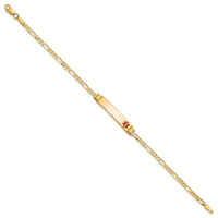 14K Medical Red Enamel Figaro ID Bracelet-XM550FR-8
