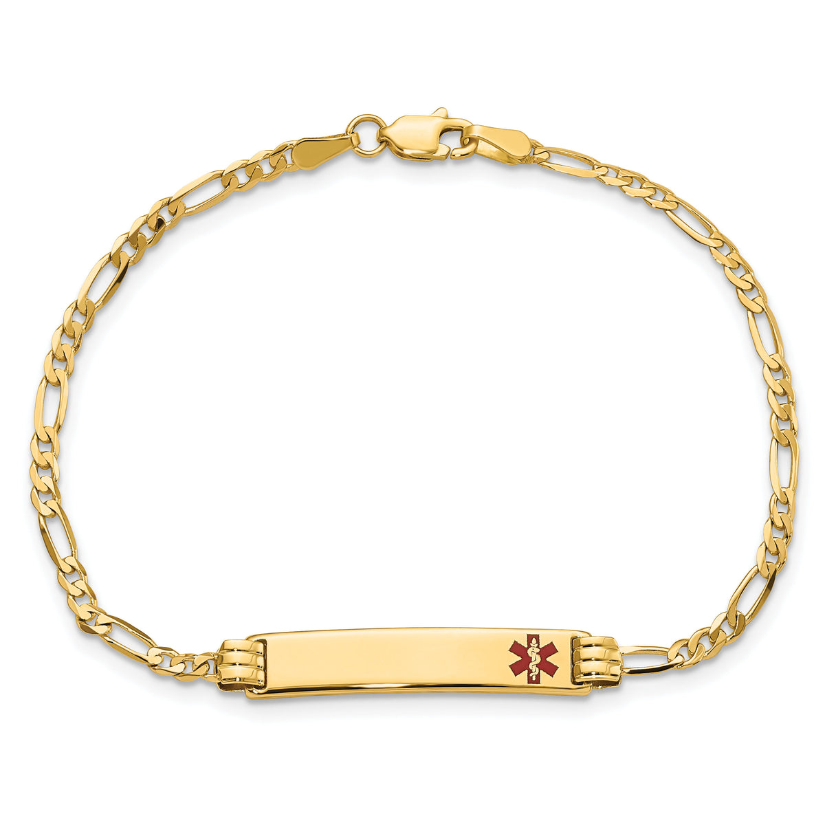 14K Medical Red Enamel Figaro ID Bracelet-XM550FR-8