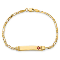 14K Medical Red Enamel Figaro ID Bracelet-XM550FR-8