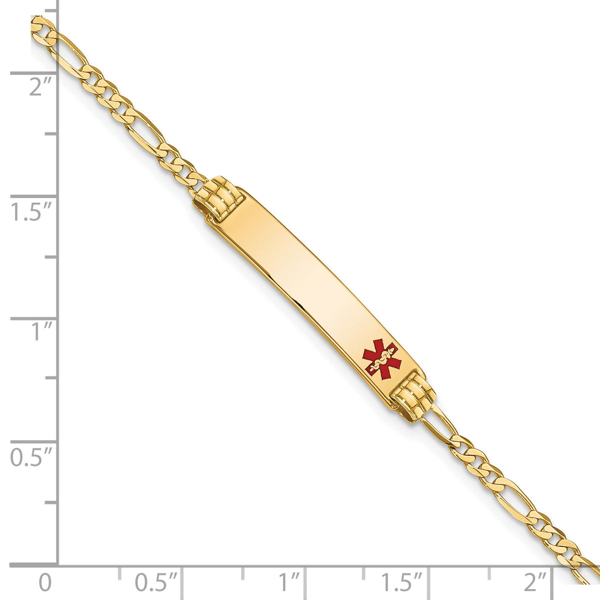 14K Medical Red Enamel Figaro ID Bracelet-XM550FR-8