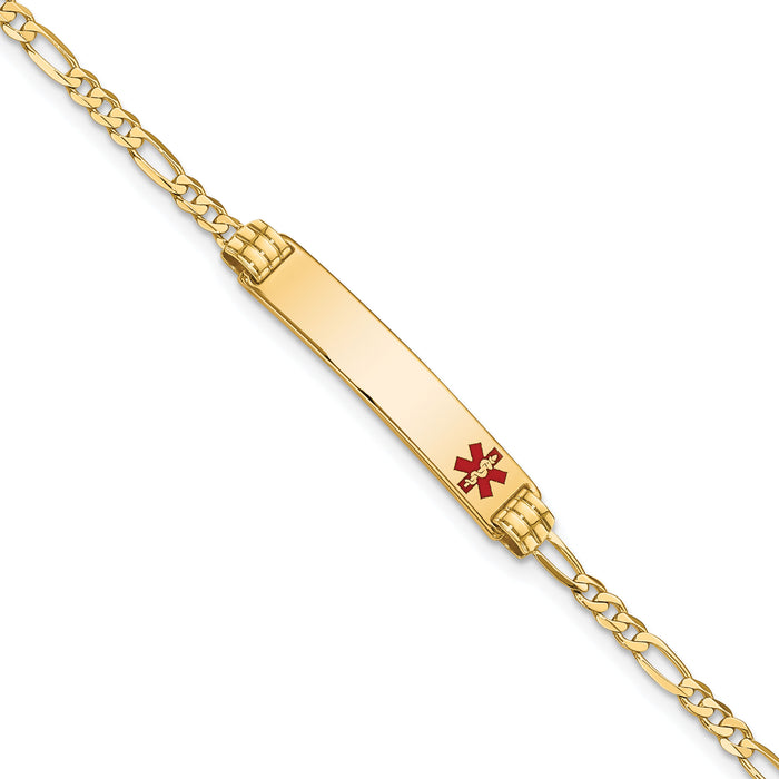 14K Medical Red Enamel Figaro ID Bracelet-XM550FR-8