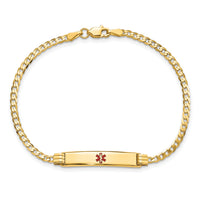 14K Medical Red Enamel Curb Link ID Bracelet-XM551CR-7