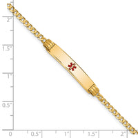 14K Medical Red Enamel Curb Link ID Bracelet-XM551CR-7