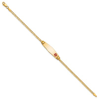 14K Medical Soft Diamond Shape Red Enamel Curb Link ID Bracelet-XM551FC-7