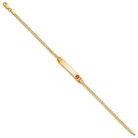 14K Medical Red Enamel Curb Link ID Bracelet-XM551FR-7