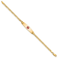 14K Medical Soft Diamond Shape Red Enamel Anchor Link Child ID Bracelet-XM552CC-6