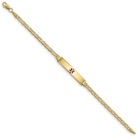 14K Medical Red Enamel Anchor ID Bracelet-XM552CR-7