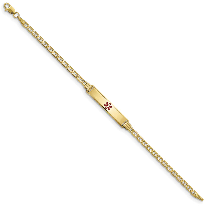 14K Medical Red Enamel Anchor ID Bracelet-XM552CR-7