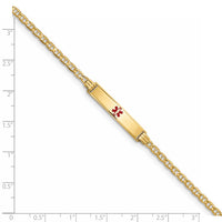 14K Medical Red Enamel Anchor ID Bracelet-XM552CR-7