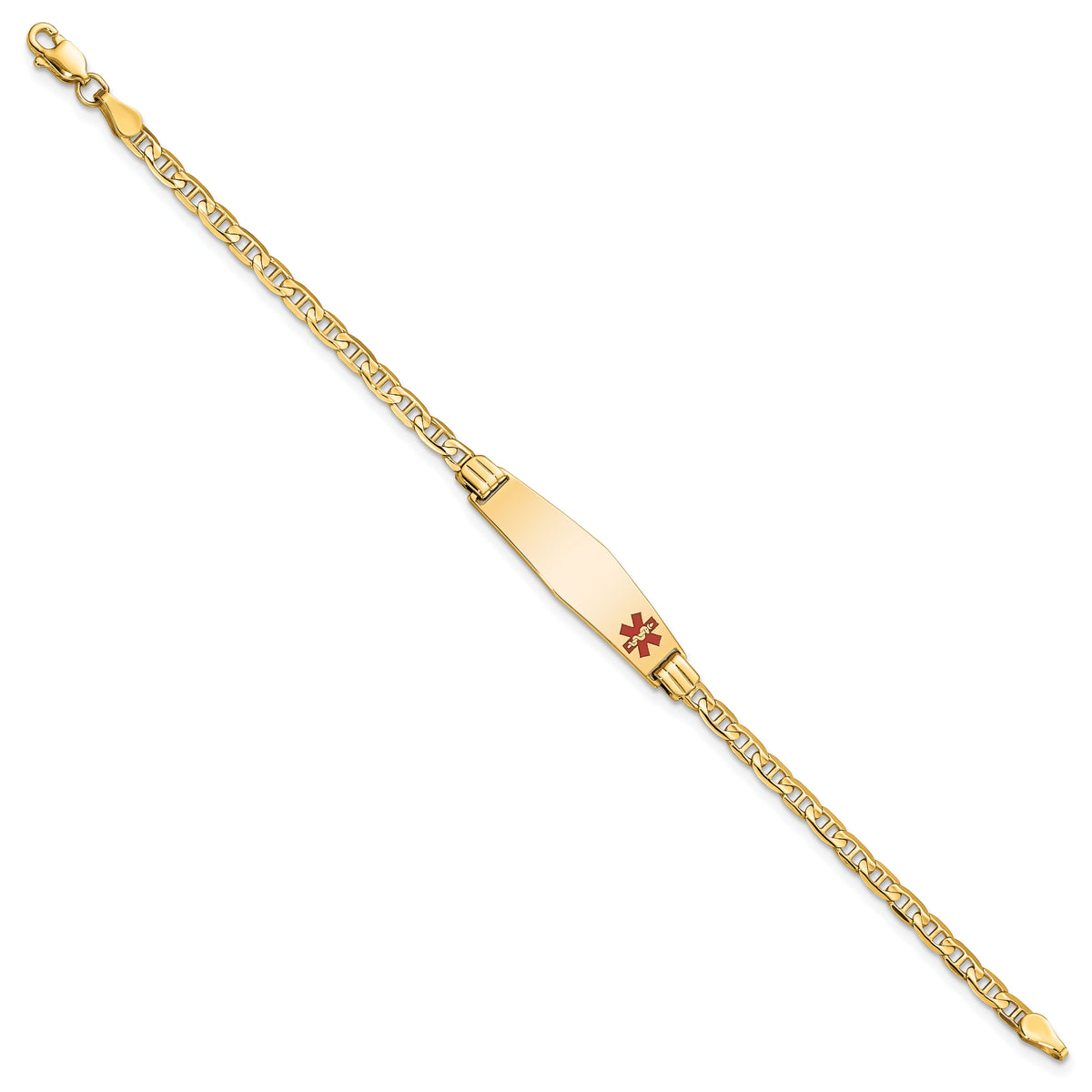 14K Medical Soft Diamond Shape 6" Anchor Link Child ID Bracelet-XM552FC-6
