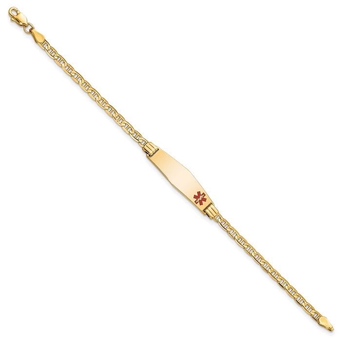 14K Medical Soft Diamond Shape 6" Anchor Link Child ID Bracelet-XM552FC-6
