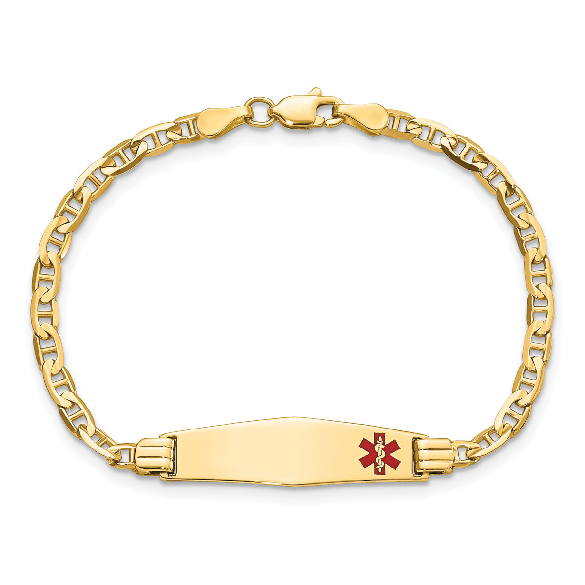 14K Medical Soft Diamond Shape 6" Anchor Link Child ID Bracelet-XM552FC-6