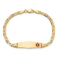 14K Medical Soft Diamond Shape 6" Anchor Link Child ID Bracelet-XM552FC-6