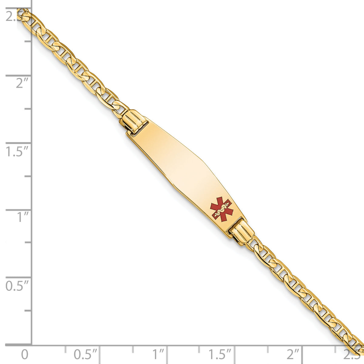 14K Medical Soft Diamond Shape 6" Anchor Link Child ID Bracelet-XM552FC-6