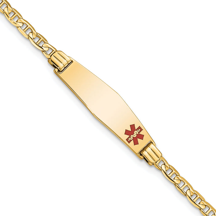 14K Medical Soft Diamond Shape 6" Anchor Link Child ID Bracelet-XM552FC-6