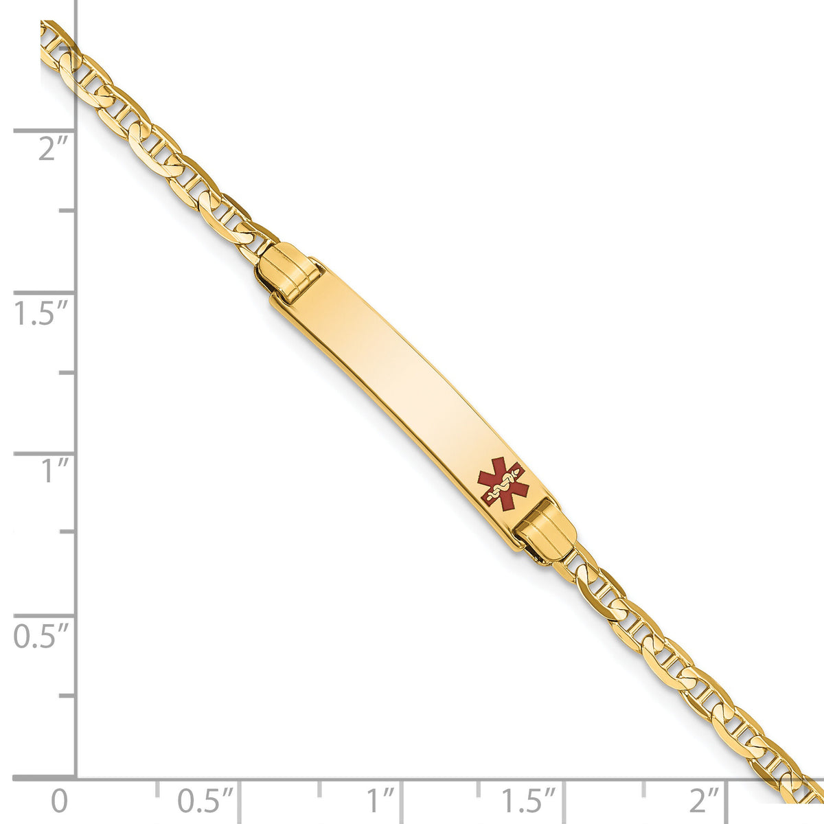 14K Medical Red Enamel Anchor ID Bracelet-XM552FR-7