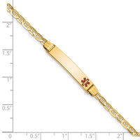 14K Medical Red Enamel Anchor ID Bracelet-XM552FR-7