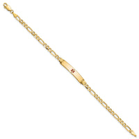 14K Medical Red Enamel Figaro ID Bracelet-XM553CR-7